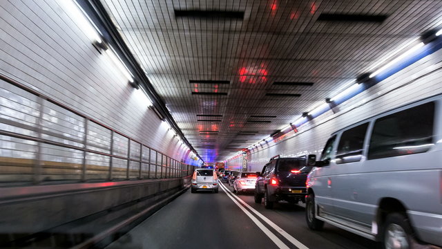 Timelapse with traffic through Holland Tunnel