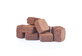 Wafers with chocolate isolated on white background
