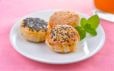 Asian Traditional Dessert, Thai Cake or Chinese Pastry filled wi