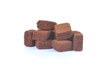 Wafers with chocolate isolated on white background.