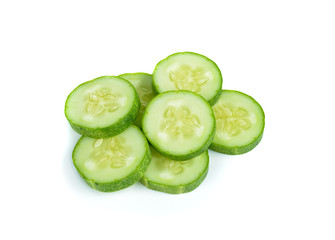 Fresh slice cucumber on white background