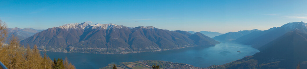 Fototapeta na wymiar Panoramic view of Lago Maggiore from Cardada ,Locarno