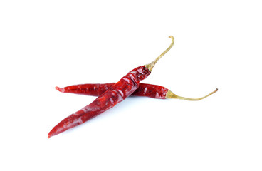 dried red chili pepper on white background