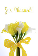 Yellow and white theme calla lilly wedding bouquet