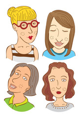 set of cute female cartoon