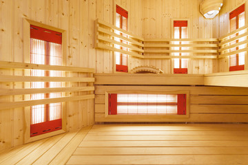 Interior of spacious sauna in residence