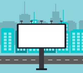 Big blank billboard in the city near road