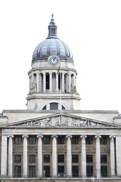 Architectural detail of the city hall in Nottingham, England