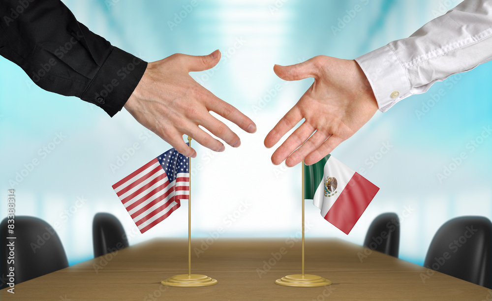 Wall mural United States and Mexico diplomats agreeing on a deal