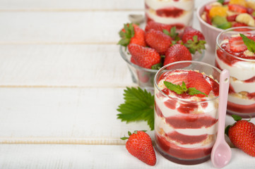 Dessert with strawberries and whipped cream