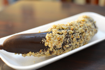 Chocobanana - traditional dessert in Guatemala. Central America