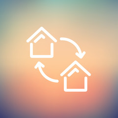 Two little houses thin line icon