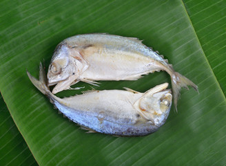 steamed  mackerel on banana leaves