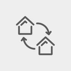 Two little houses thin line icon