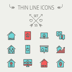 Real Estate thin line icon set