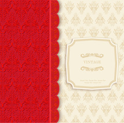 Vintage background, red greeting card
