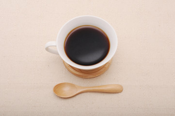 ホットコーヒー 木のティースプーン テーブル