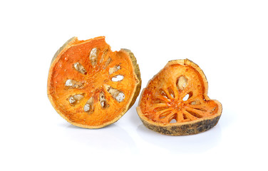 Dried quince slices isolated on the white background