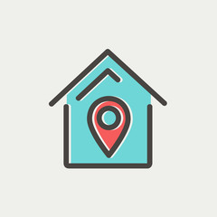 Location of the house thin line icon