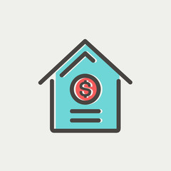 Dollar house thin line icon