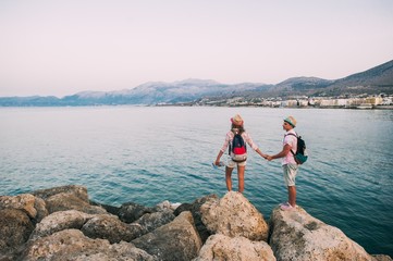Fototapeta na wymiar couple in vacation on Greece