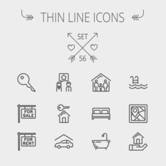 Real Estate thin line icon set