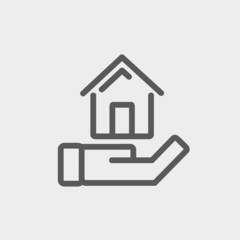 Hand Holding House thin line icon