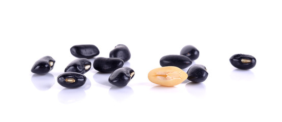 Black beans isolated on the white background