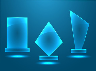 Blank glass awards set  with copy space