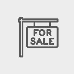 For sale placard thin line icon