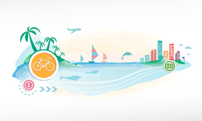 Cycling on travel background.
