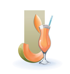 Melon  in goblet of juice, cocktail, smoothie