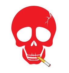 A human skull smoking a cigarette