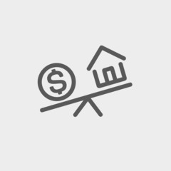 Compare or exchange home to money thin line icon