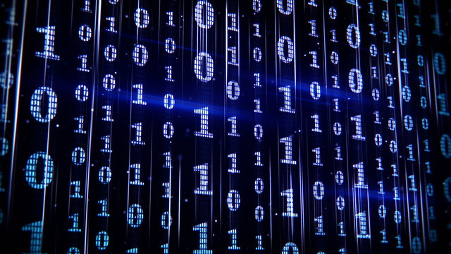 blue binary rows seamless loop animation 4k