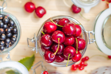 Top view summer fruits prepared Preserving