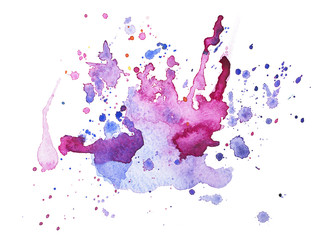 Abstract watercolor aquarelle hand drawn blot colorful paint