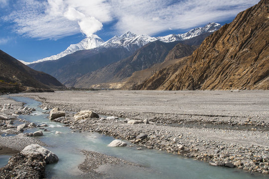 view of Dhaulagiri from the river Gandaki