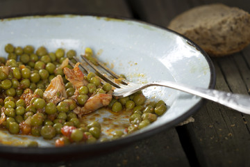 Eating chicken stew