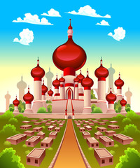 Landscape with Arabian castle