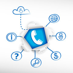 Phone and sketch diagrams. Doodle vector illustration.