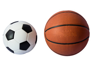 Basketball and soccer  ball isolated on white