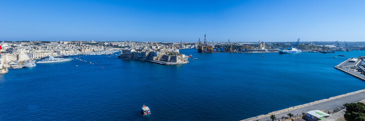 Panoramic view Grand Harbour, Valletta, Malta