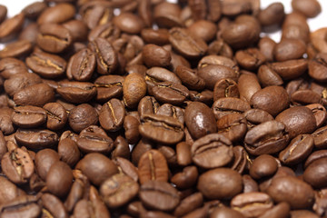 Roasted coffee beans close up