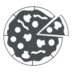Icono aislado pizza gris