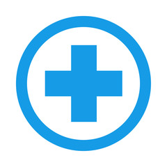 Icono redondo simbolo sanidad azul