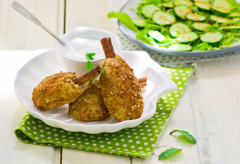 chicken cutlets with bran.