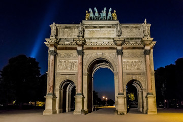Fototapeta na wymiar Triumphal Arch (Arc de Triomphe du Carrousel) at night. Paris.