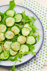 salad from cucumbers with a linen seed