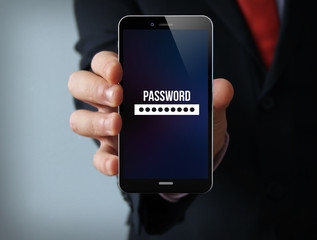 password businessman smartphone